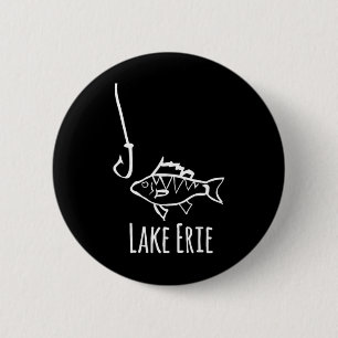 Lake Erie Pennysylvania Fishing Fish Hook Perch Tr 6 Cm Round Badge