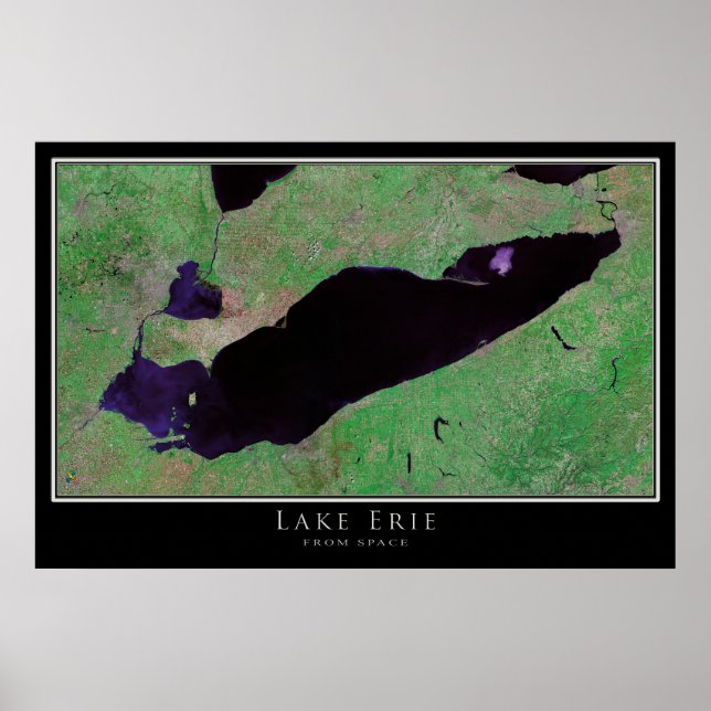 Lake Erie Satellite Poster Map (Front)