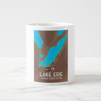 Lake Erie, USA lake Map travel poster Large Coffee Mug