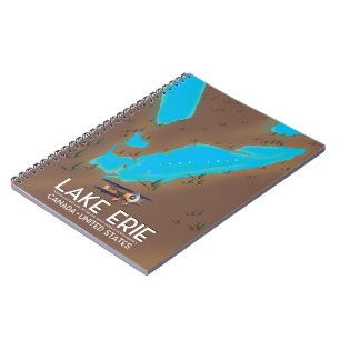 Lake Erie, USA lake Map travel poster Notebook