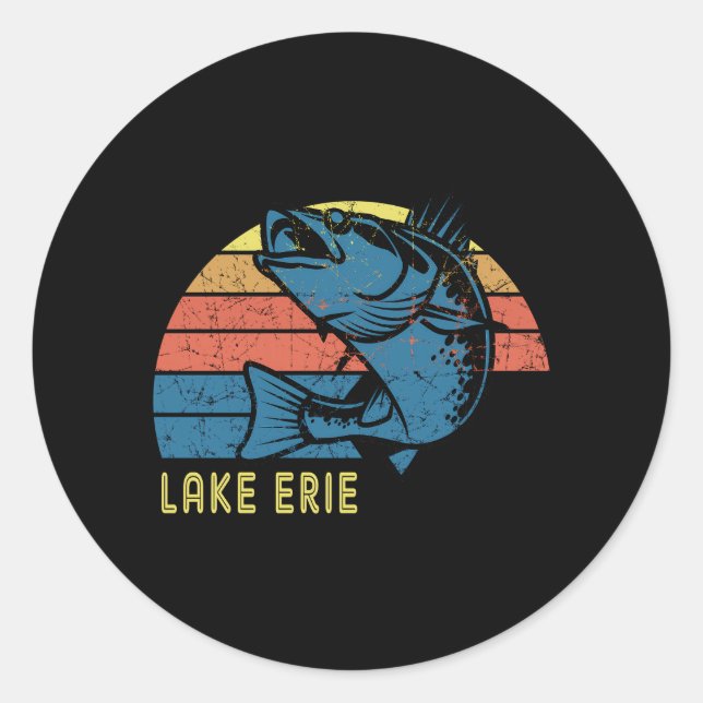 Lake Erie With A Walleye For Lake Erie Classic Round Sticker (Front)