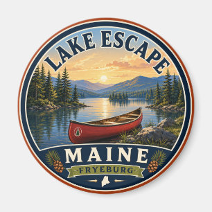 Lake Escape Fryeburg Maine Round Magnet