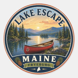 Lake Escape Fryeburg Maine Round Sticker