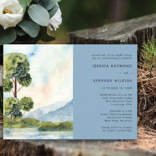 Lake Evergreen Watercolor Wedding Rehearsal Dinner Invitation