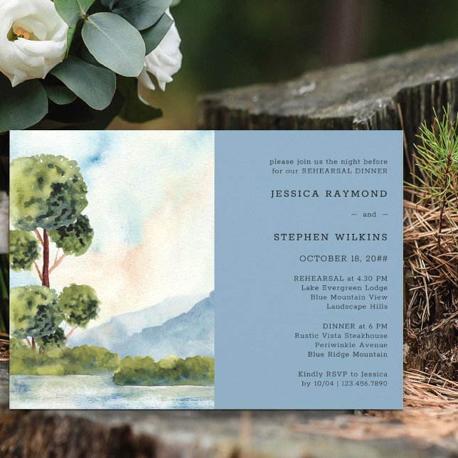 Lake Evergreen Watercolor Wedding Rehearsal Dinner Invitation (Creator Uploaded)