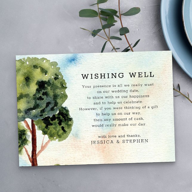 Lake Evergreen Watercolor Wedding Wishing Well Enclosure Card (Wedding Wishing Well enclosure card from my Lake Evergreen wedding collection)