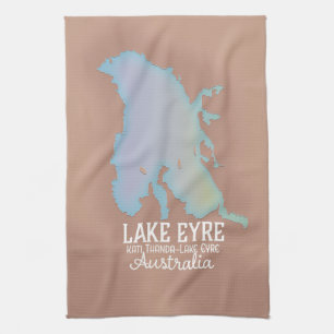 Lake Eyre Australia map poster Tea Towel