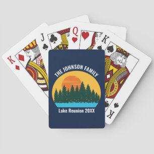 Lake Family Reunion Cool Sunset Personalized Playing Cards
