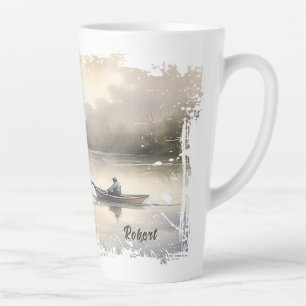 Lake Fishing Distressed  Latte Mug