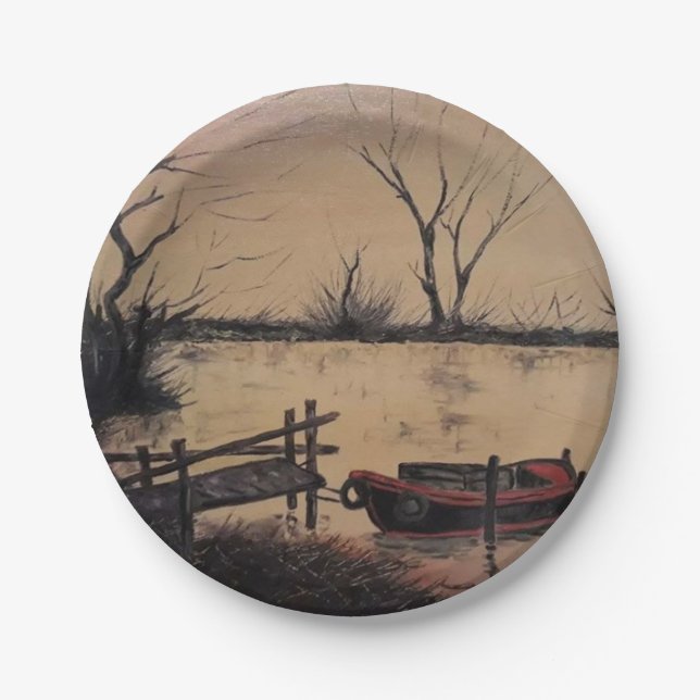 Lake fishing paper plate (Front)