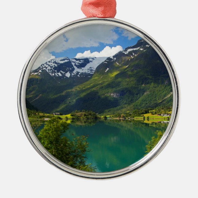 Lake Floen scenic, Norway Metal Tree Decoration (Front)