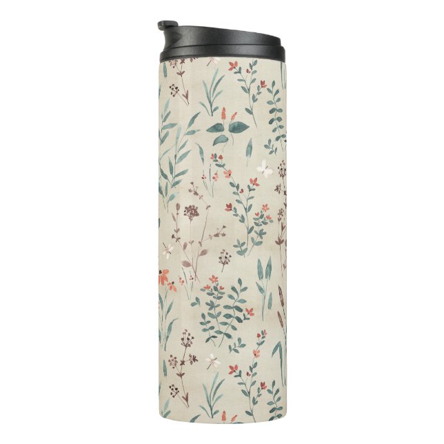 Lake flora watercolor wildflowers thermal tumbler (Rotated Right)