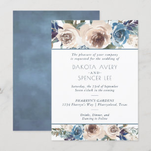 Lake Floral   Dusty Dandelion Garland Wedding Invitation