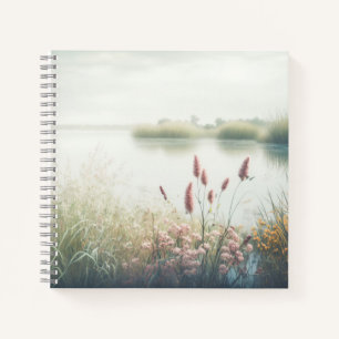 Lake Fog Calm Tranquil Nature Peaceful Season Flow Notebook