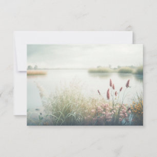 Lake Fog Calm Tranquil Nature Peaceful Season Flow Thank You Card