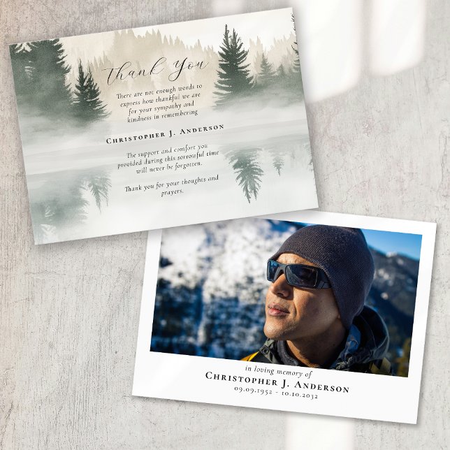 Lake Forest Photo Sympathy Funeral Memorial Thank You Card (Creator Uploaded)