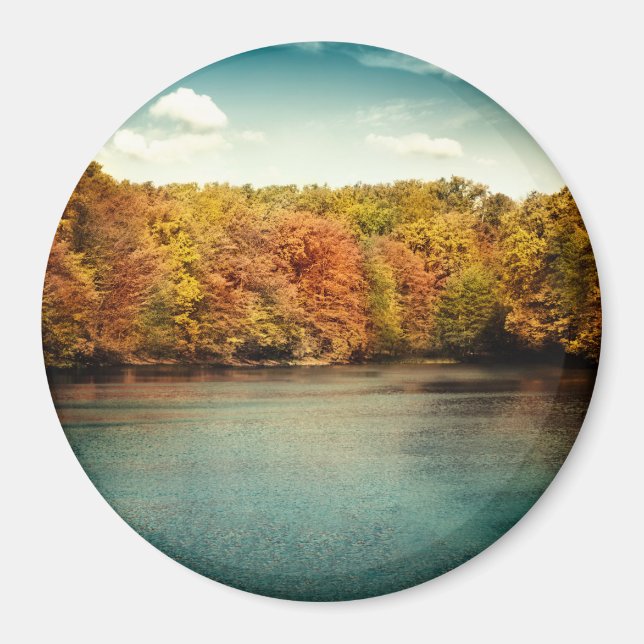 Lake Forest Trees Water Monogram Initial Magnet (Front)