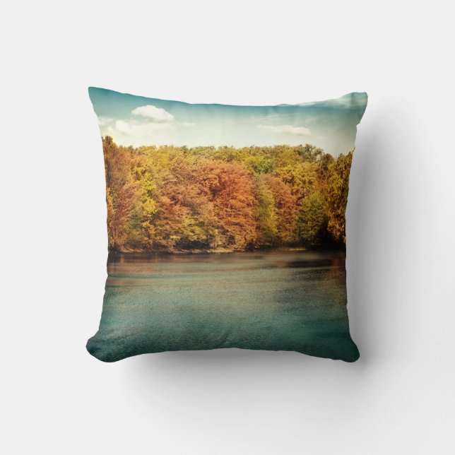 Lake Forest Trees Water Throw Couch Pillow (Front)