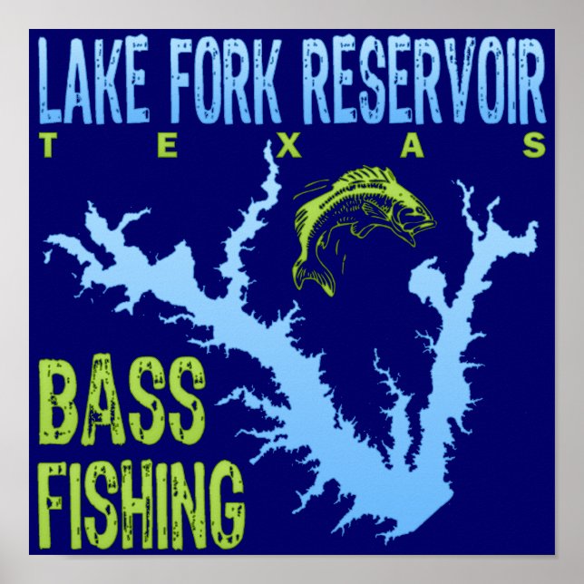 Lake Fork Reservoir, Texas Bass Fishing Poster (Front)