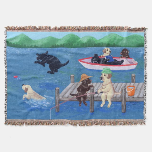 Lake Fun Labradors Throw Blanket (Front)