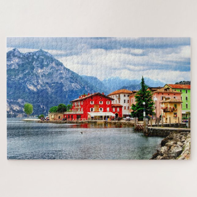 Lake Garda Alpine Mountains Northern Italy Travel Jigsaw Puzzle (Horizontal)