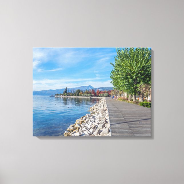 Lake Garda Bardolino promenade view canvas print (Front)