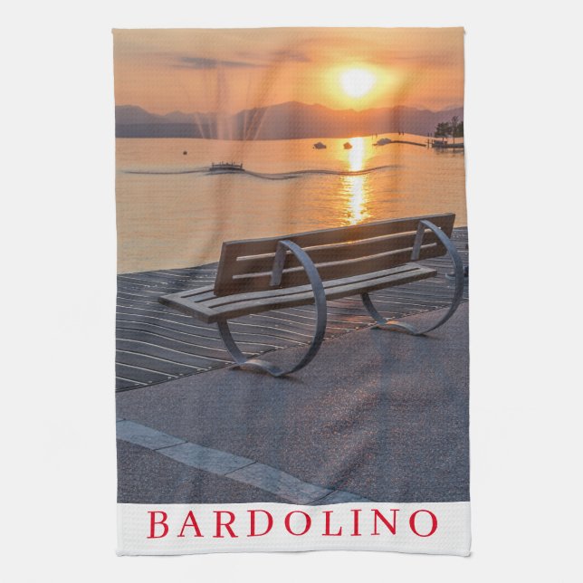Lake Garda Bardolino sunset tea towel (Vertical)