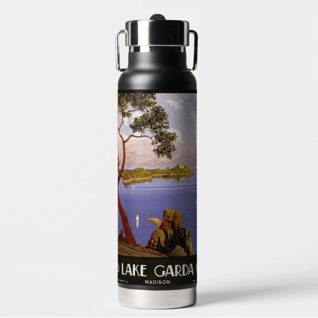 Lake Garda Italy custom name Water Bottle (Front)