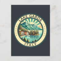 Lake Garda Italy Illustration Travel Art Badge