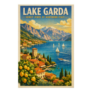 Lake Garda, Italy, in a classic retro Poster