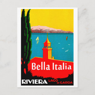 Lake Garda, Italy, Italian riviera, vintage travel Postcard