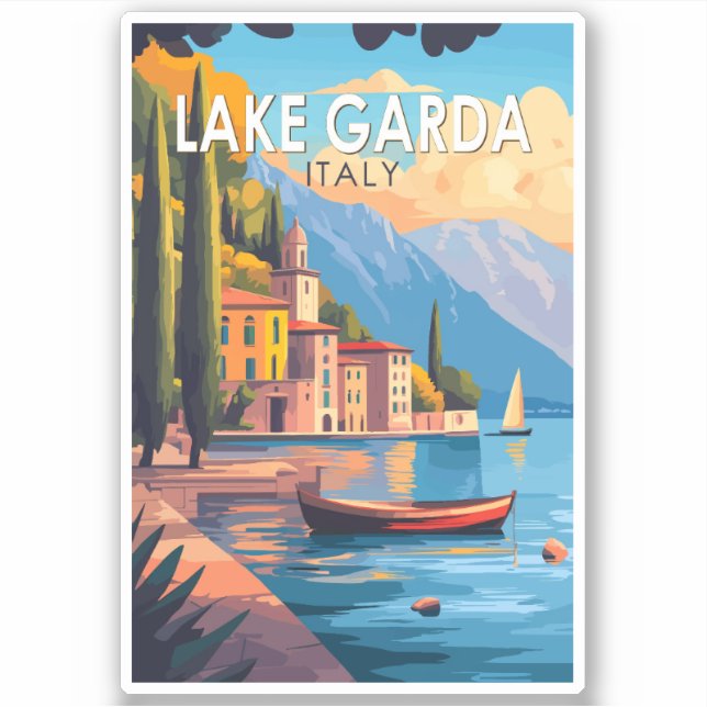 Lake Garda Italy Travel Art Vintage (Front)