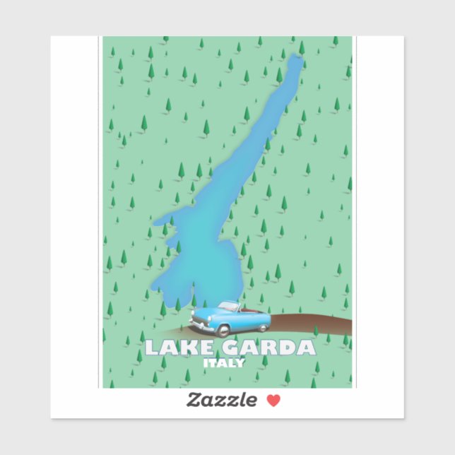 Lake Garda Italy travel poster map (Sheet)