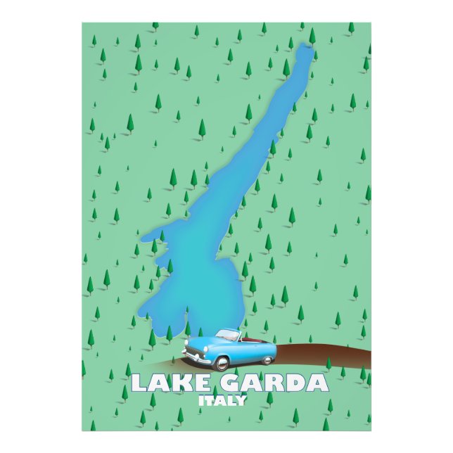 Lake Garda Italy travel poster map (Front)