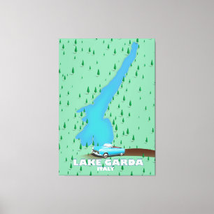 Lake Garda Italy travel poster map Canvas Print