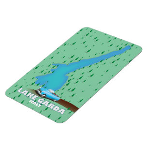 Lake Garda Italy travel poster map Magnet