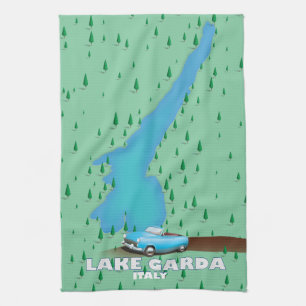 Lake Garda Italy travel poster map Tea Towel