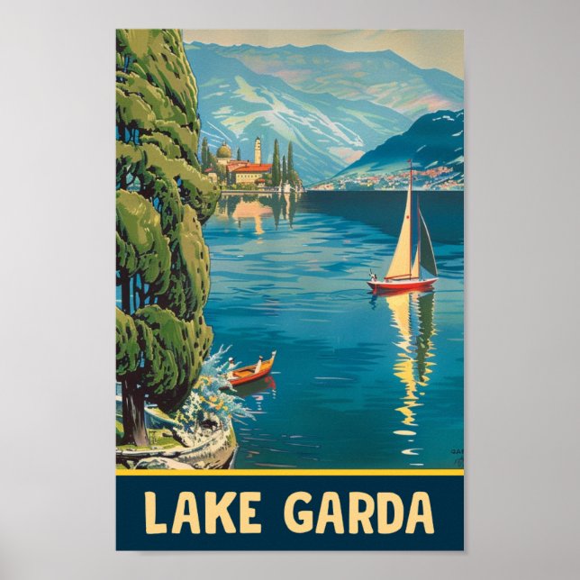 Lake Garda Italy Vintage Famous Travel Place  Poster (Front)