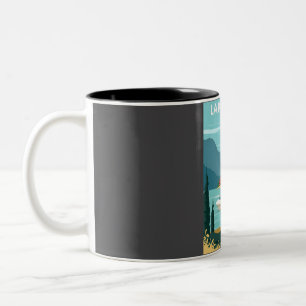 Lake Garda Italy Vintage Minimal Retro Travel Post Two-Tone Coffee Mug