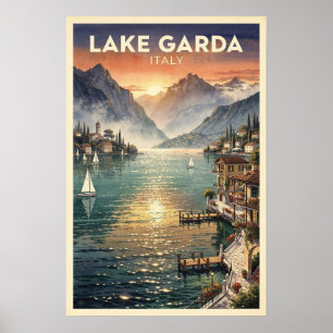 Lake Garda Italy Vintage Travel Poster