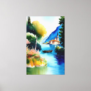 Lake Garda (Lago di Garda) Watercolour Painting Canvas Print