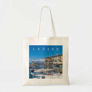 Lake Garda Lazise harbour view tote bag