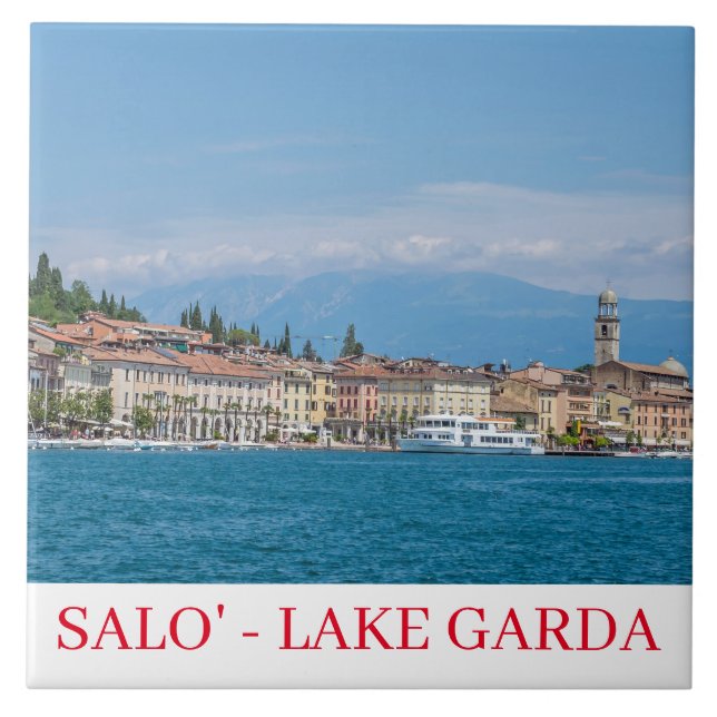 Lake Garda Salo' view ceramic tile (Front)