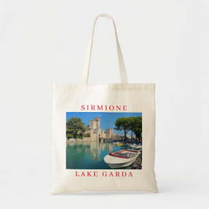 Lake Garda Sirmione Castle view tote bag