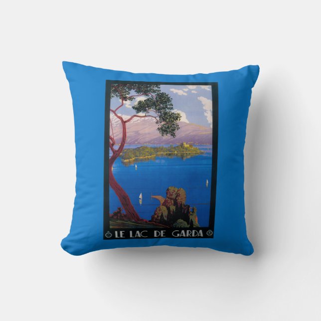Lake Garda Travel Promotional Poster Cushion (Front)