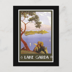 "Lake Garda" Vintage Italian Travel Poster Postcard