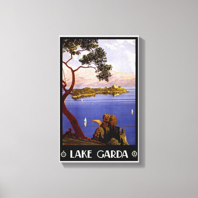 Lake Garda Vintage Poster Restored Canvas Print (Front)