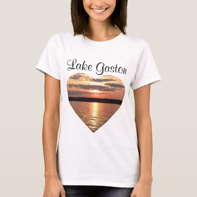 Lake Gaston Large Heart Sunset Shirts (Front)