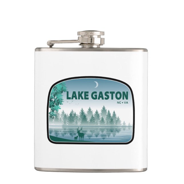 Lake Gaston North Carolina Virginia Deer Hip Flask (Front)