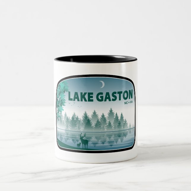 Lake Gaston North Carolina Virginia Deer Two-Tone Coffee Mug (Center)